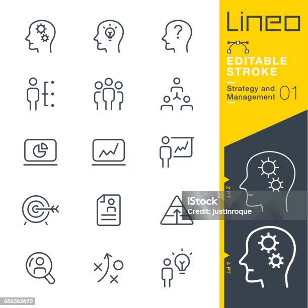 Lineo Editable Stroke Strategy And Management Outline Icons Stock Illustration - Download Image Now