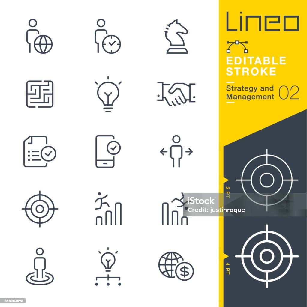 Lineo Editable Stroke - Strategy and Management outline icons Vector Icons - Adjust stroke weight - Expand to any size - Change to any colour Icon stock vector