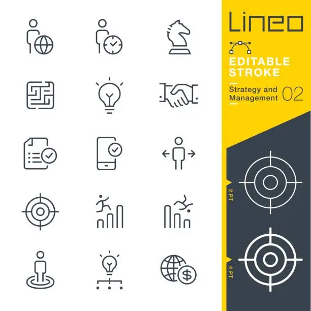Vector illustration of Lineo Editable Stroke - Strategy and Management outline icons