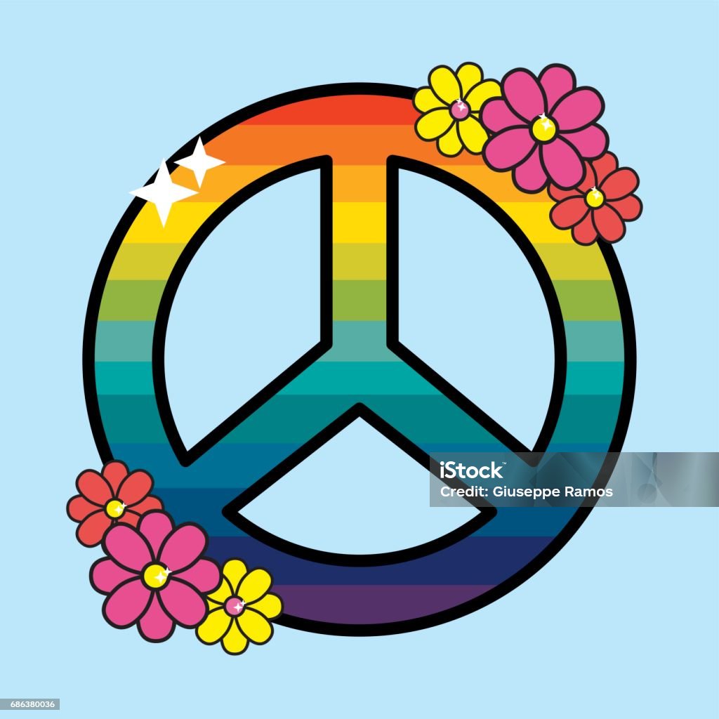 Biểu Tượng Hippie Đẹp Với Thiết Kế Hoa Hình minh họa Sẵn có - Tải ...