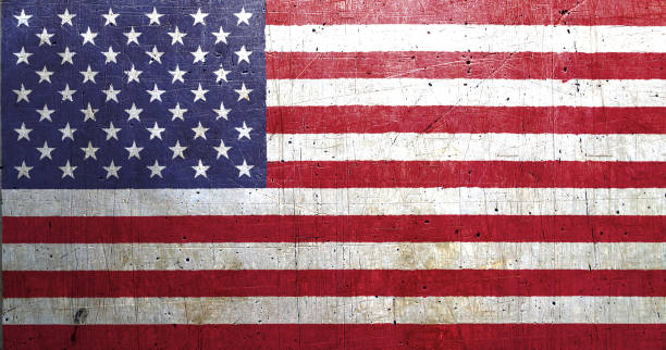 istock USA flag, with an old metal texture 686383512