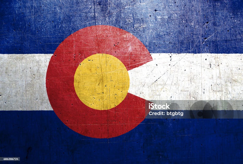 Flag of Colorado, USA with an old, vintage metal texture 3d illustration of national flag with metal texture Colorado stock illustration