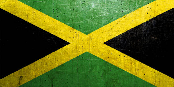 istock Flag of Jamaica with an old, vintage metal texture 686386946