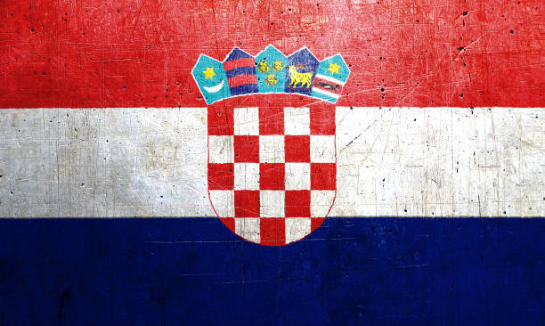 istock Flag of Croatia with an old, vintage metal texture 686386974
