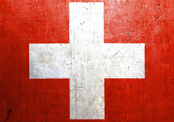 istock Flag of Switzerland with an old, vintage metal texture 686387048