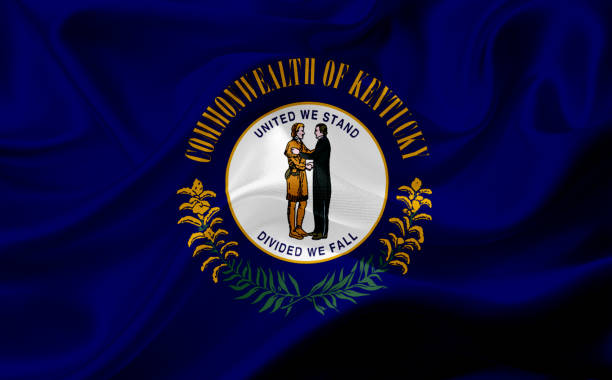 istock Flag of Kentucky, USA with waving fabric texture 686387116