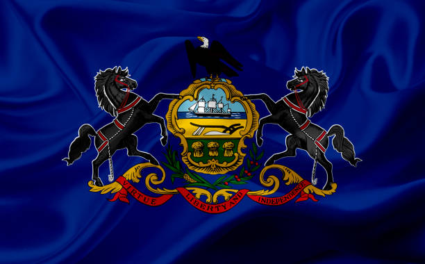 istock Flag of Pennsylvania with waving fabric texture 686387130