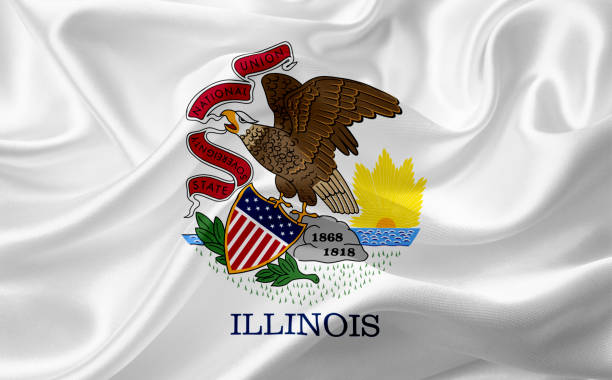 istock Flag of Illinois, USA with waving fabric texture 686387190