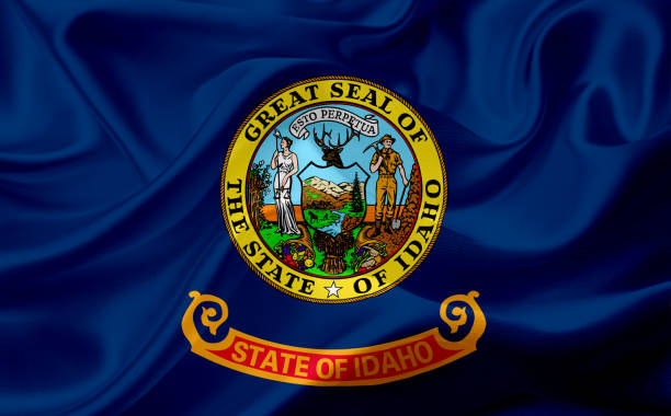 istock Flag of Idaho, USA with waving fabric texture 686387192