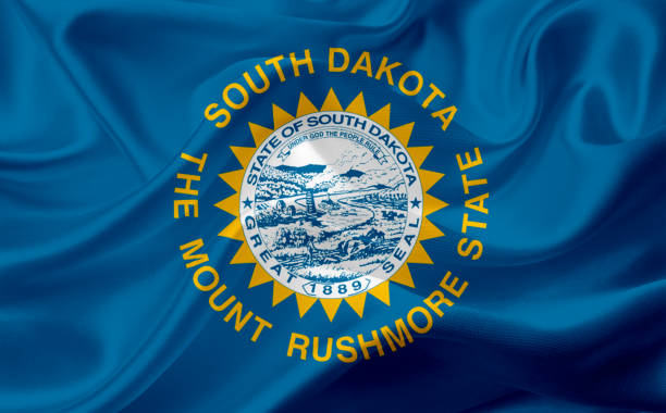 istock Flag of South Dakota, USA with waving fabric texture 686387254