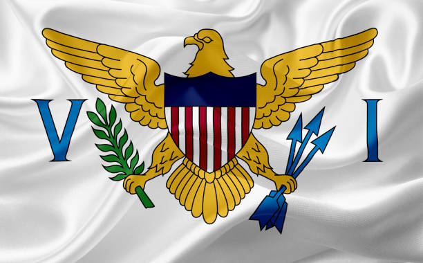 istock Flag of Virgin Islands, USA with waving fabric texture 686387278