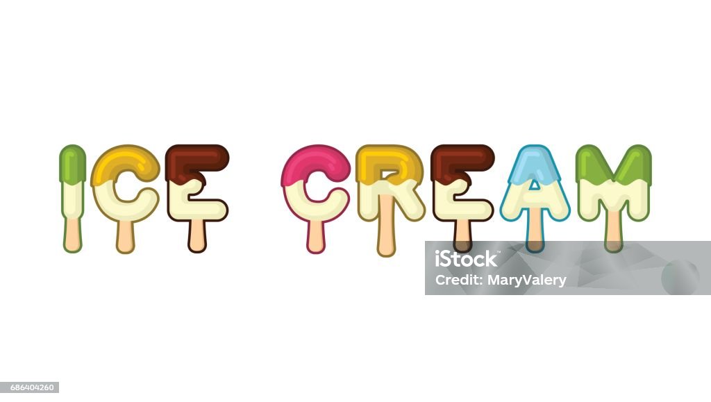 Ice Cream Typography Popsicle Alphabet Cold Sweets Alphabet Food Typography Edible  Letters Dessert Lettering Stock Illustration - Download Image Now - iStock