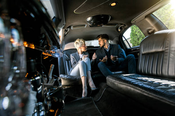istock Business meeting in a limousine 686406698