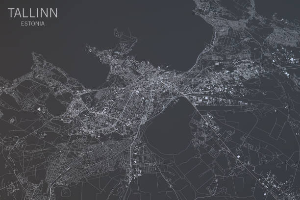 istock Tallinn map, satellite view, city, Estonia 686415498