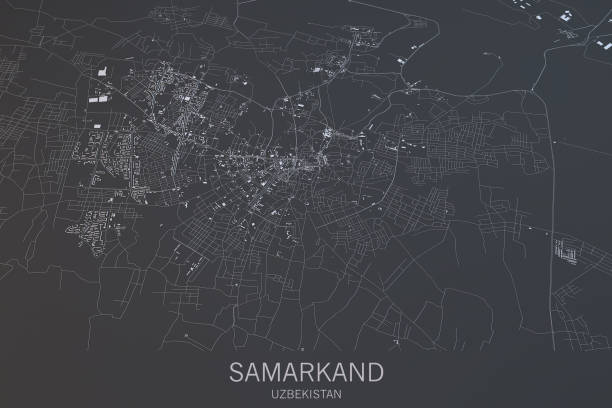 istock Samarkand map, satellite view, city, Uzbekistan 686415502