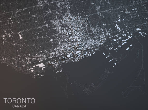 istock Map of Toronto, satellite view, city, Ontario, Canada 686416082