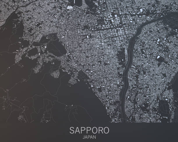 札幌、衛星ビュー、市の地図 - 北海道 札幌 道路 ハイアングル ストックフォトと画像