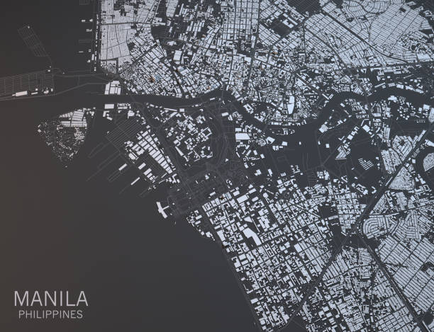 istock Map of Manila, satellite view, city, Philippines 686418584