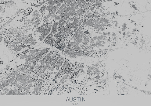 Austin map, satellite view, city, Texas, USA, 3d render.
