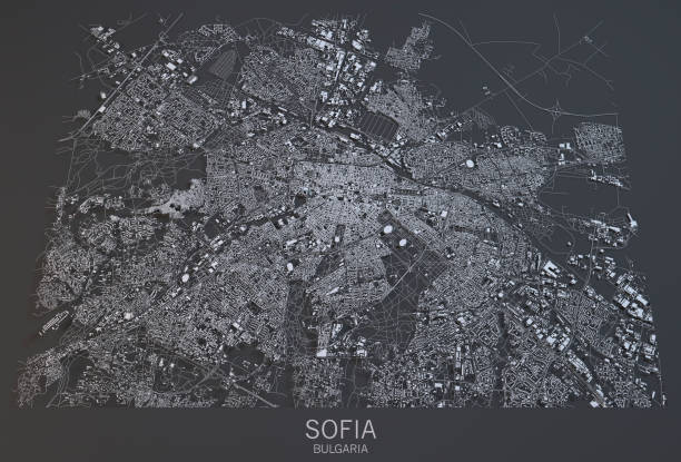istock Map of Sofia, satellite view, city, Bulgaria 686419832