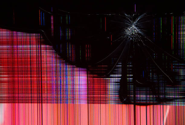 istock Cracked broken large liquid crystal TFT RGB TV display 686442908