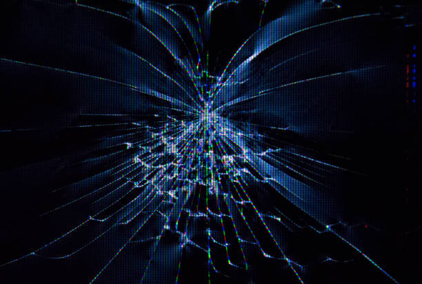 istock Cracked broken large liquid crystal TFT RGB TV display 686442912