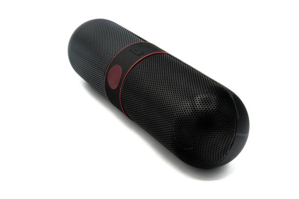 istock Black and grey Bluetooth speaker on the white background 686451922