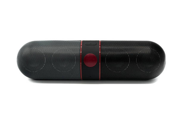 istock Black and grey Bluetooth speaker on the white background 686451924