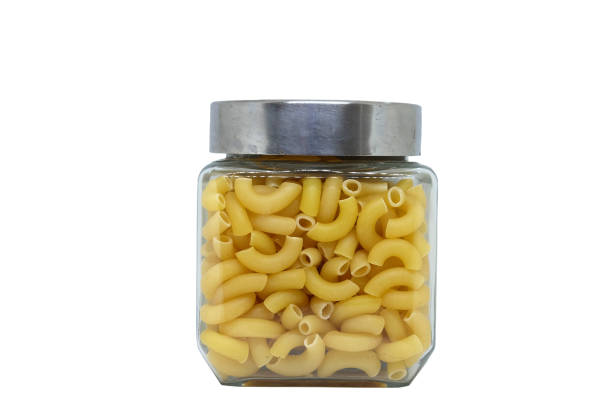 istock Macaroni bottled, Italian food, isolate on white background 686458350