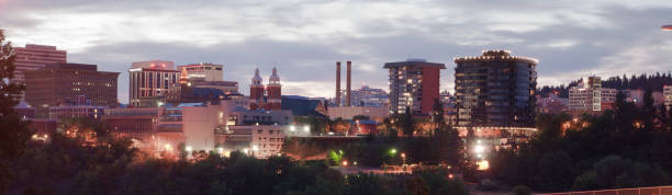 istock Panoramic View Spokane Washington Downtown City Skyline Sunrise 686464862