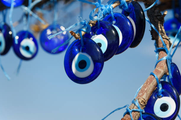 istock Nazars, Turkish Evil eye charms on the tree. Cappadocia. Turkey 686482264
