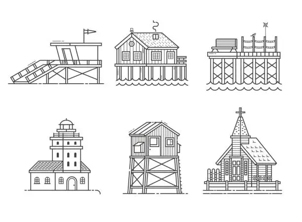 Vector illustration of Seaside Buildings Set