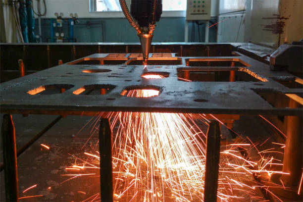 istock The laser cutter machine while cutting the sheet metal 686485136