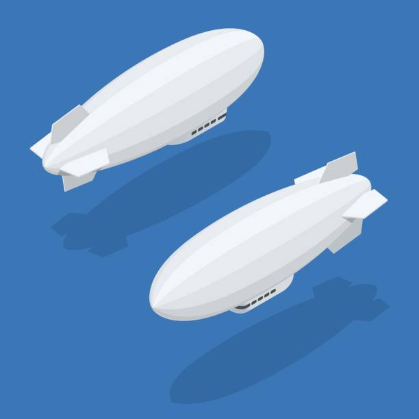 Isometric Dirigible in flight icons collection on white background. 3d abstract isolated vector illustration. Stylish airship flying. Isometric Dirigible in flight icons collection on white background. 3d abstract isolated vector illustration. Stylish airship flying blimp stock illustrations