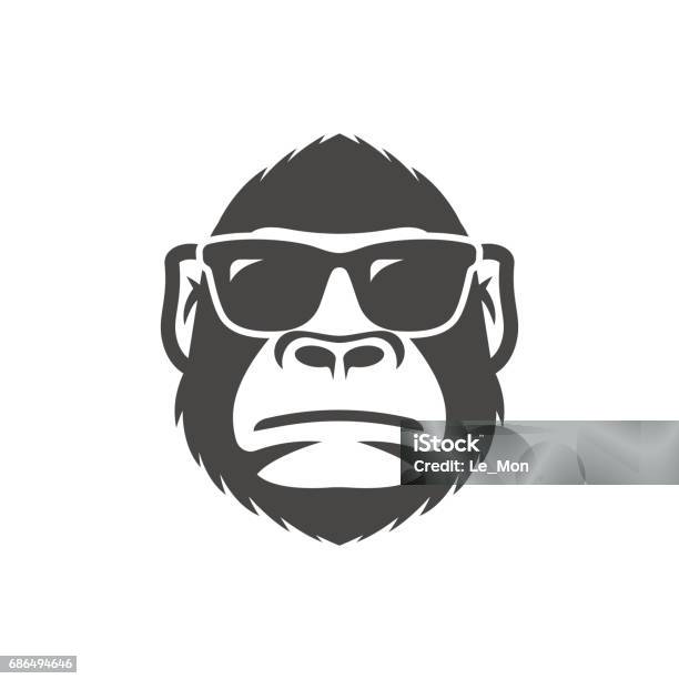 Singe Avec La Mascotte De Lunettes De Soleil Vecteurs libres de droits et plus d'images vectorielles de Singe - Singe, Gorille, Logo