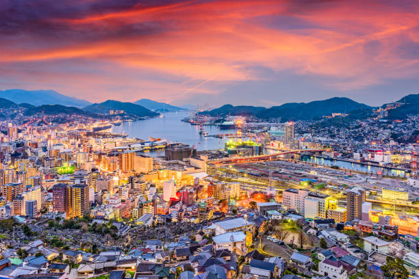 istock Nagasaki, Japan Twilight skyline 686495070