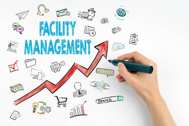 istock Facility Management Concept. Hand with marker writing 686495200