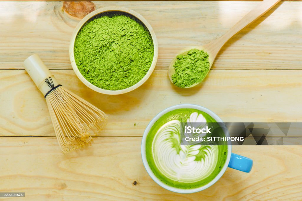 Matcha latte and matcha green tea Matcha Tea Stock Photo