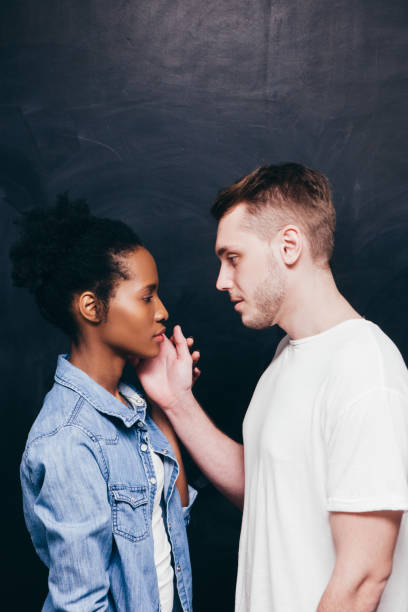 istock Man and woman important conversation, serious talk 686504934