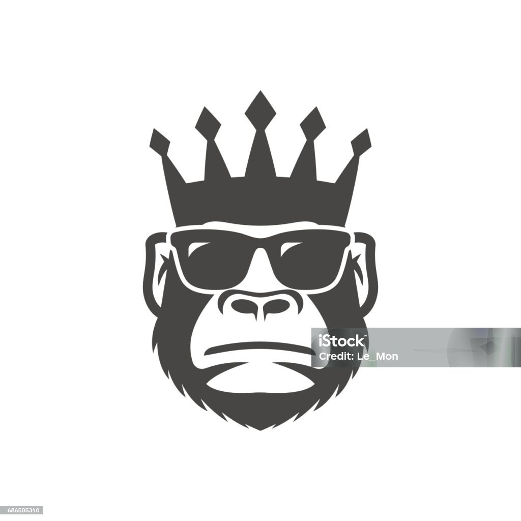 Cool monkey in sunglasses and crown. Monkey stock vector