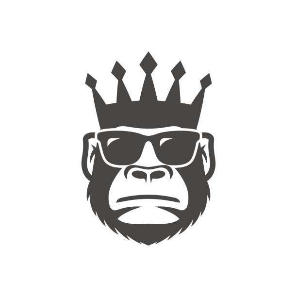Cool monkey in sunglasses and crown. Cool monkey in sunglasses and crown. angry monkey stock illustrations