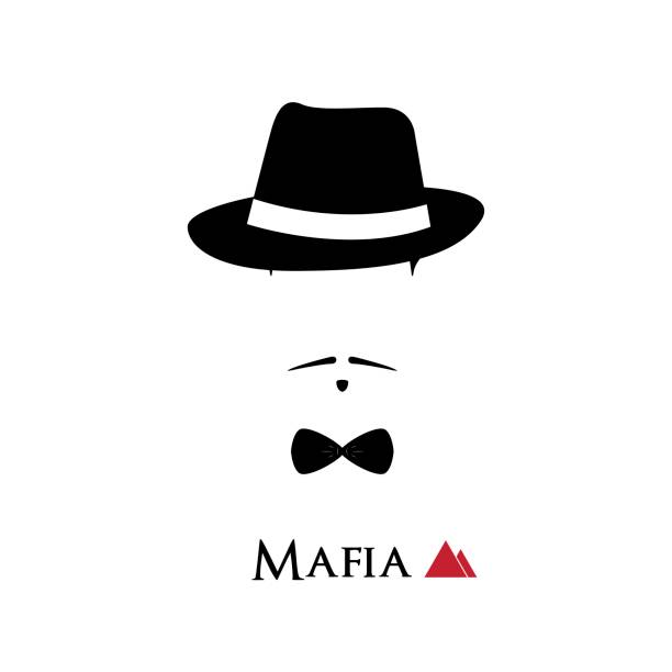 illustrazioni stock, clip art, cartoni animati e icone di tendenza di volto mafioso italiano su sfondo bianco. illustrazione vettoriale. - wide boy