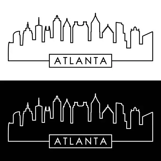 Vector illustration of Atlanta skyline. Linear style. Editable vector file.