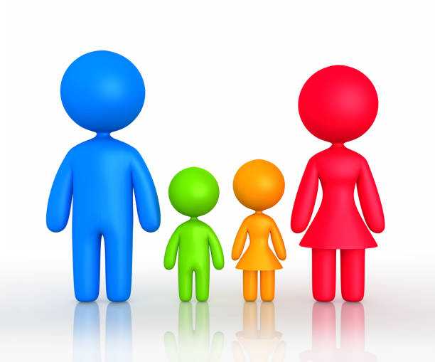 istock Figure of parents and children standing - 3d illustration 686512472