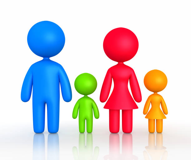 istock Figure of parents and children standing - 3d illustration 686512476