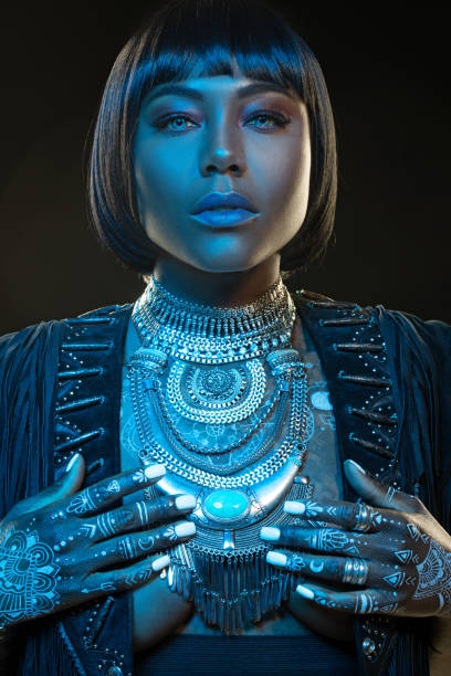 istock Beautiful Black Woman wearing jewellery in Studio Setting 686525134