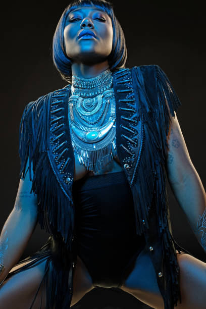 istock Beautiful Black Woman wearing jewellery in Studio Setting 686525378