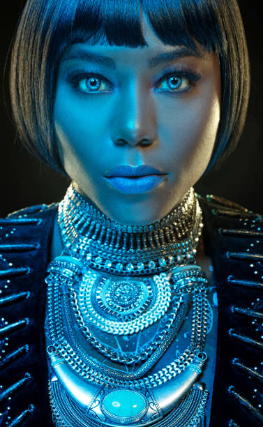 istock Beautiful Black Woman wearing jewellery in Studio Setting 686525402