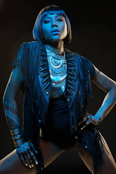 istock Beautiful Black Woman wearing jewellery in Studio Setting 686525648