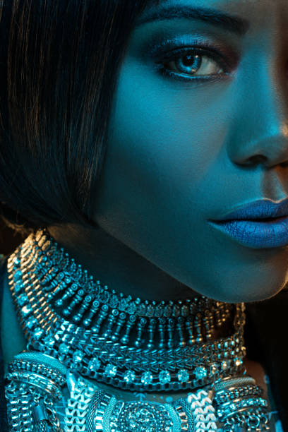 istock Beautiful Black Woman wearing jewellery in Studio Setting 686525812